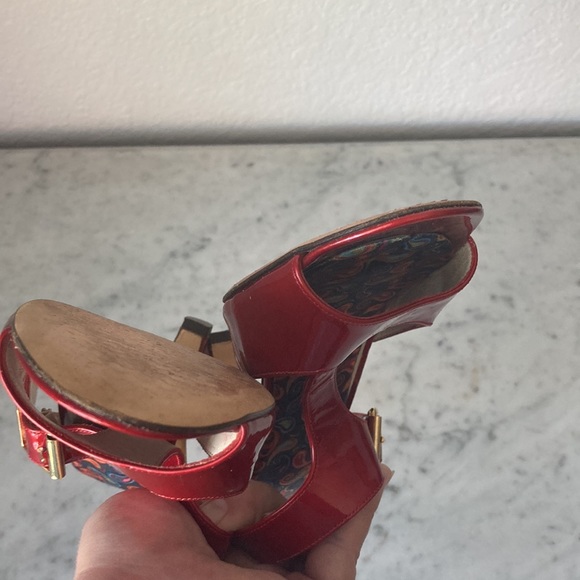 Vero Cuoio Red Leather Sandals Hells Size 7B - Picture 11 of 11